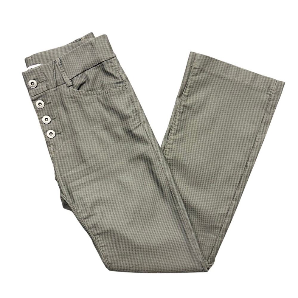 Bevy Flog Nora Pants High Rise Green Check Mini Flare Ankle Pants Size 24